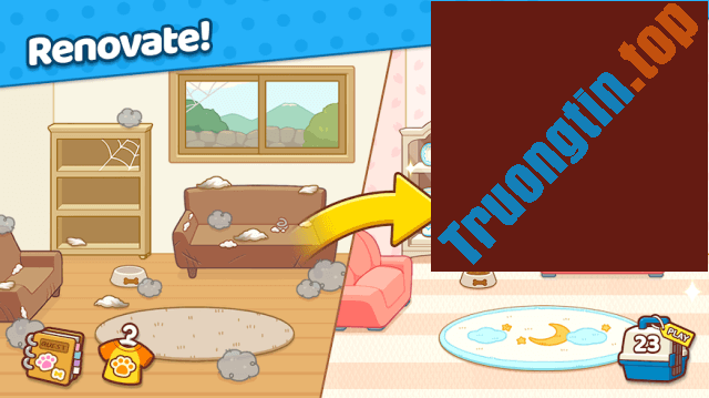 Download Lazy Dogs cho iOS 1.1.6 - Game match-3 kết hợp chăm sóc thú cưng 2 Cải tạo nhà cho thú cưng