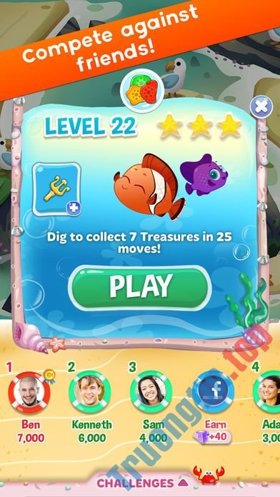 Thi đua cùng bạn bè Facebook trong game Fish Frenzy Mania cho iOS