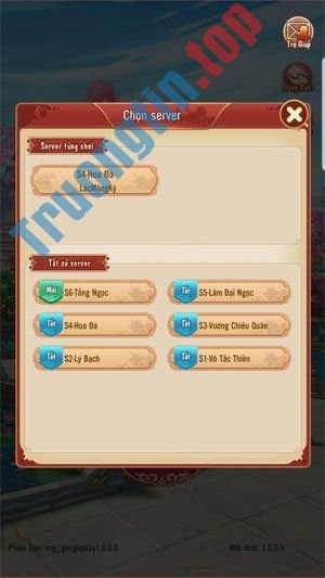 Chọn&nbsp;server&nbsp;trong&nbsp;360mobi&nbsp;Mộng&nbsp;Hoàng&nbsp;Cung