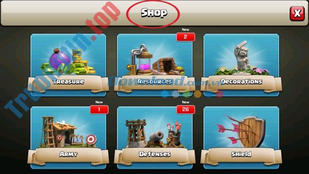 Cừa&nbsp;hàng&nbsp;trong&nbsp;game&nbsp;Clash&nbsp;of&nbsp;Clans