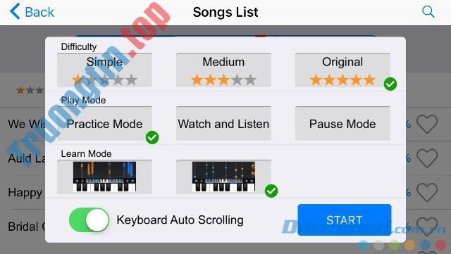 Chế&nbsp;độ&nbsp;và&nbsp;cấp&nbsp;độ&nbsp;chơi&nbsp;đàn