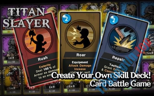 Xây dựng bộ bài mạnh mẽ của bạn để chiến đấu trong game Titan Slayer