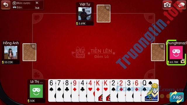 Download ZingPlay Tiến Lên cho iOS - Chơi game Tiến lên trên iPhone/iPad 1 Giao diện chơi game ZingPlay Tiến Lên cho iOS