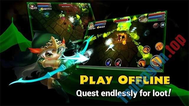 Khám phá và loot các hầm ngục trong chế độ offline của Dungeon Quest