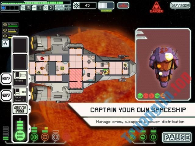 Bạn nắm quyền chỉ huy một chiến hạm không gian trong game FTL: Faster Than Light 