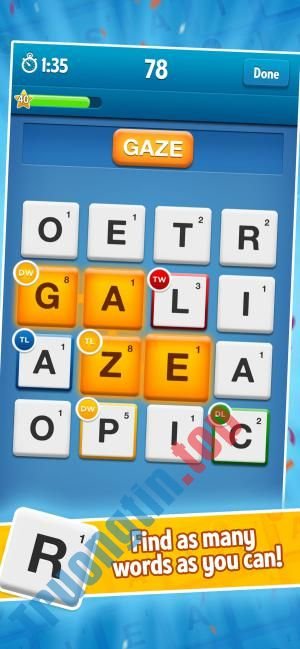 Ruzzle là game đố chữ độc đáo