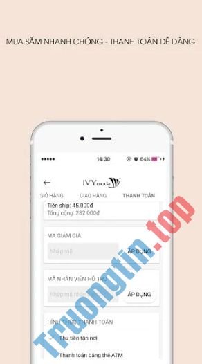 IVYmoda hỗ trợ người dùng thanh toán dễ dàng