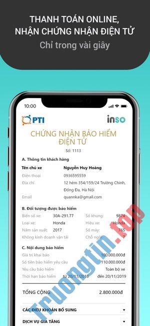 Download INSO cho iOS – Ứng dụng bảo hiểm online – Trường Tín