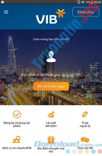 Giao&nbsp;diện&nbsp;chính&nbsp;của&nbsp;ứng&nbsp;dụng&nbsp;MyVIB