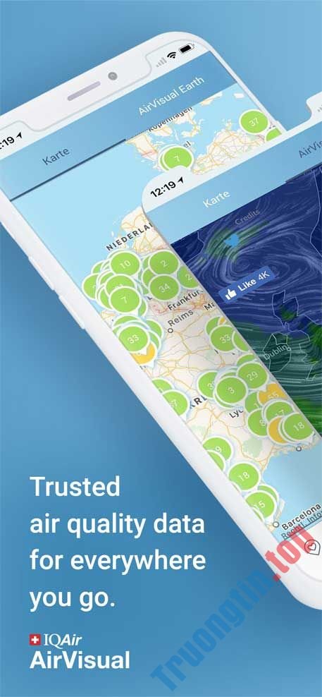 Airvisual&nbsp;là&nbsp;ứng&nbsp;dụng&nbsp;đo&nbsp;chất&nbsp;lượng&nbsp;không&nbsp;khí&nbsp;tốt&nbsp;nhất&nbsp;