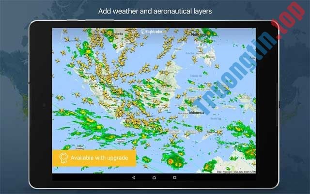 Flightradar24 cung cấp thông tin về tình hình thời tiết của chuyến bay