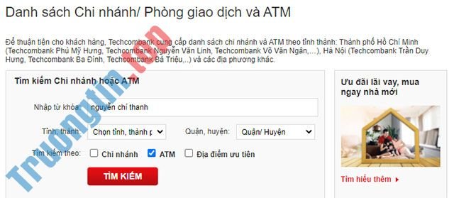 Tìm&nbsp;kiếm&nbsp;ATM&nbsp;Techcombank