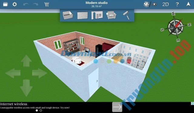Chế độ 3D Observe của ứng dụng Home Design 3D 