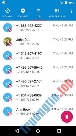Danh&nbsp;sách&nbsp;cuộc&nbsp;gọi&nbsp;Call&nbsp;Blocker&nbsp;cho&nbsp;Android&nbsp;chặn