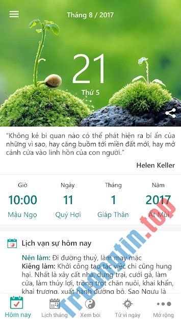 Xem ngày dương lịch trên ứng dụng lịch online Lịch Việt 