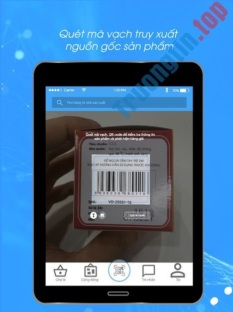 Quét mã vạch sản phẩm bằng Barcode Việt