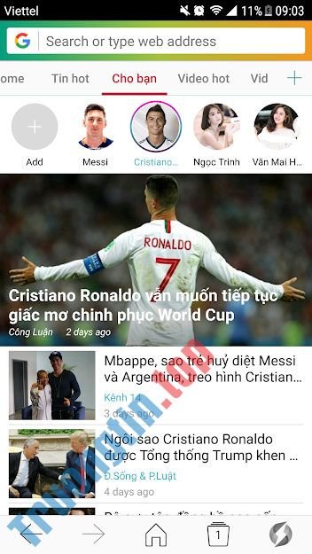 Lướt&nbsp;web&nbsp;với&nbsp;SFive&nbsp;Browser&nbsp;cho&nbsp;Android