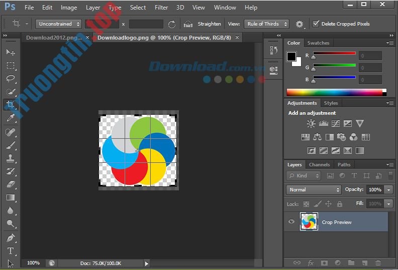 Công cụ Crop của Adobe Photoshop CS6