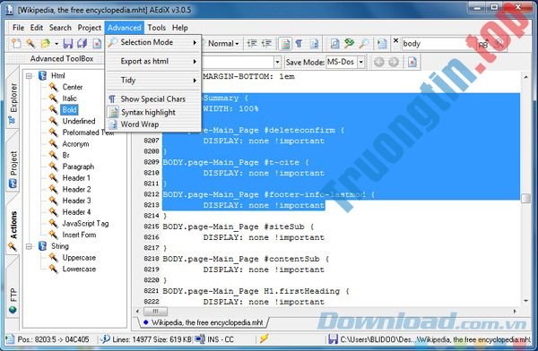 Download AEdiX Suite 3.0.5 – Soạn thảo mã nguồn của 24 ngôn ngữ lập trình