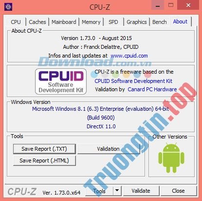 Thông tin tổng quát về CPU-Z