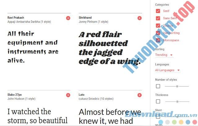 Bộ&nbsp;font&nbsp;chữ&nbsp;Google&nbsp;miễn&nbsp;phí