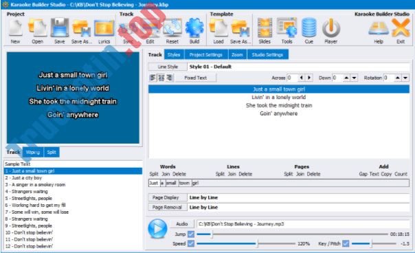 Giao&nbsp;diện&nbsp;chính&nbsp;của&nbsp;phần&nbsp;mềm&nbsp;Karaoke&nbsp;Builder&nbsp;Studio