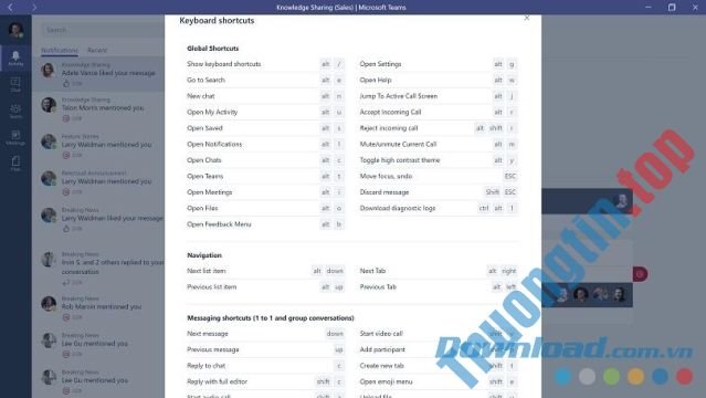 Thiết&nbsp;lập&nbsp;các&nbsp;phím&nbsp;tắt&nbsp;trong&nbsp;ứng&nbsp;dụng&nbsp;Microsoft&nbsp;Teams&nbsp;cho&nbsp;máy&nbsp;tính