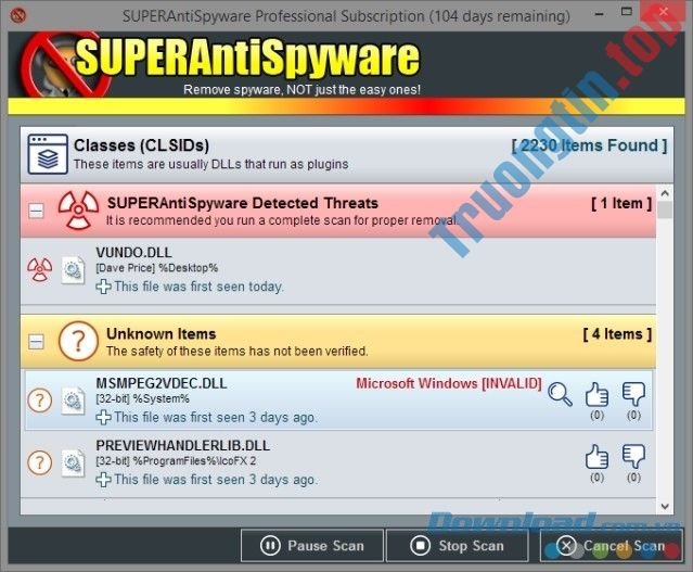 Giao diện SUPERAntiSpyware