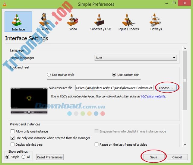 Chọn&nbsp;giao&nbsp;diện&nbsp;muốn&nbsp;chuyển&nbsp;đổi