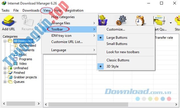 Tuỳ&nbsp;chỉnh&nbsp;giao&nbsp;diện&nbsp;chính&nbsp;của&nbsp;IDM