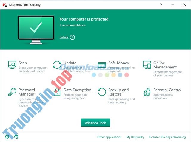 Giao diện của Kaspersky Total Security