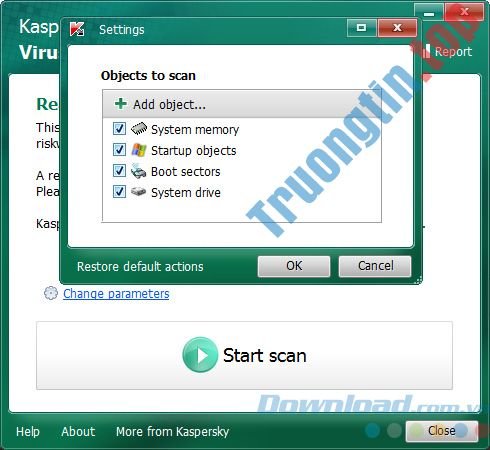 Cài đặt của Kaspersky Virus Removal Tool
