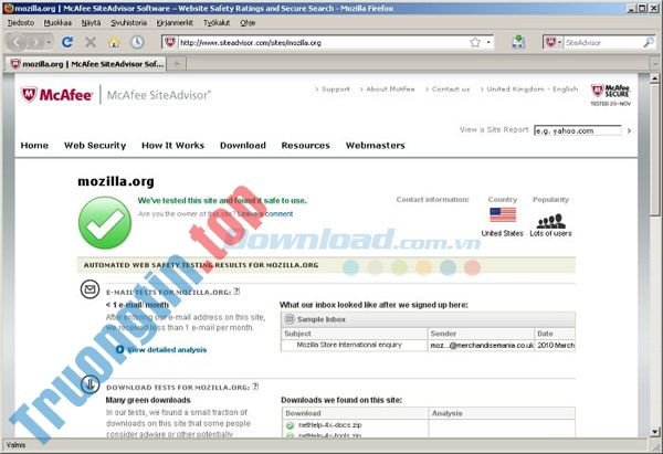 Download McAfee SiteAdvisor 3.7.2 – Chặn truy cập website độc hại – Trường Tín