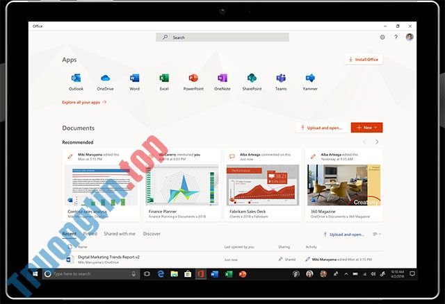 Giao&nbsp;diện&nbsp;ứng&nbsp;dụng&nbsp;Office&nbsp;cho&nbsp;Windows&nbsp;10&nbsp;mới
