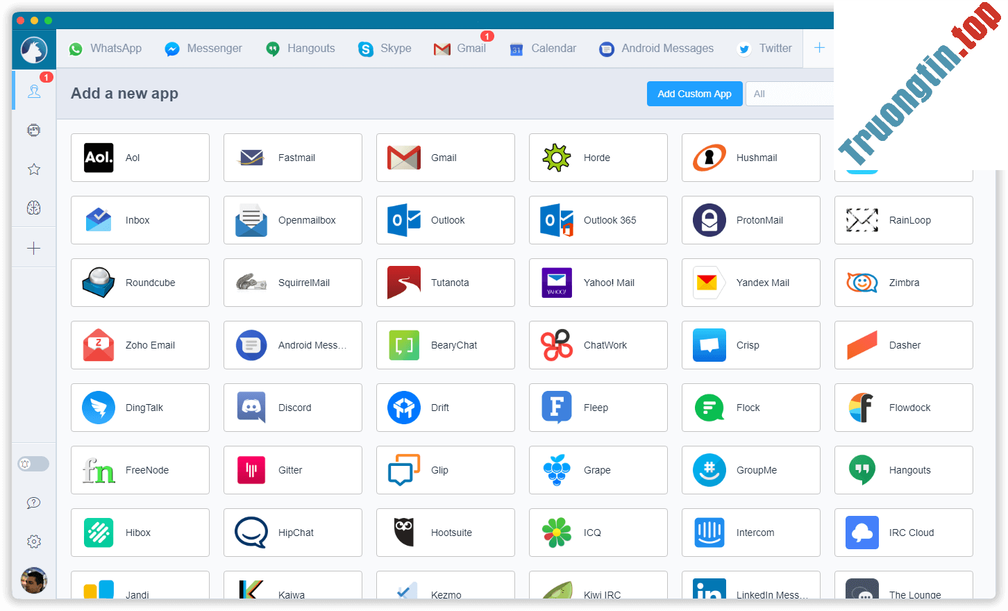 Rambox hỗ trợ rất nhiều nền tảng, trong đó có cả Gmail, Outlook