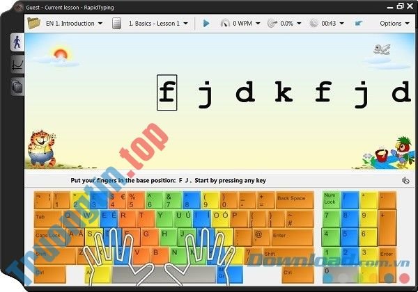 Giao&nbsp;diện&nbsp;luyện&nbsp;10&nbsp;ngón&nbsp;với&nbsp;RapidTyping