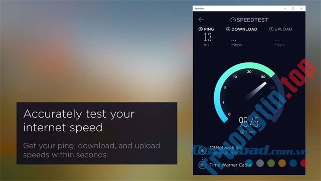 Kiểm tra tốc độ đường truyền Internet bằng ứng dụng miễn phí Speedtest by Ookla cho Windows 10