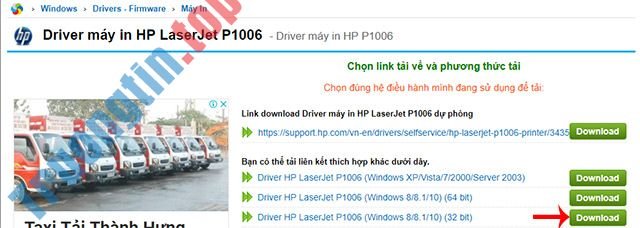 Download Driver máy in HP LaserJet P1006 cho Windows 10/8/7/XP
