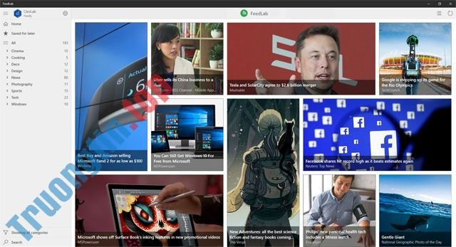 FeedLab là ứng dụng đọc báo miễn phí cho Windows 10 