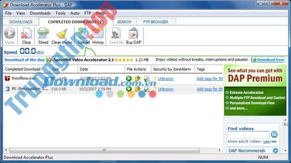 Download DAP 10 – Download Accelerator Plus: Phần mềm tăng tốc, hỗ trợ tải file