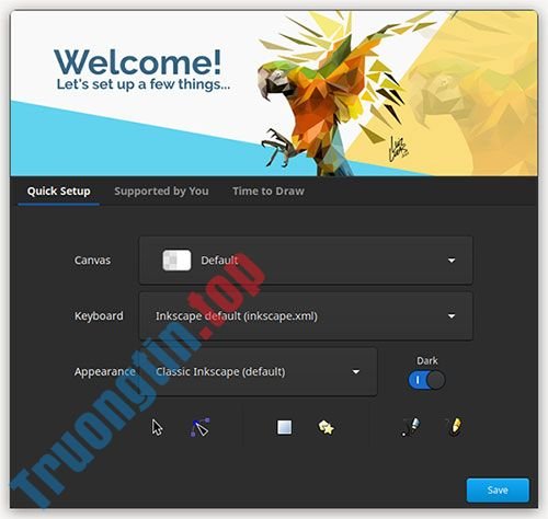 Màn hình Welcome mới trên Inkscape hỗ trợ tùy chỉnh trải nghiệm nhanh chóng