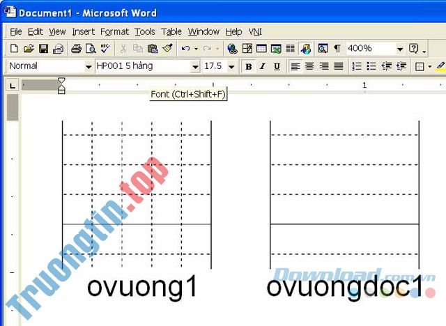 Font tập viết có ô vuông