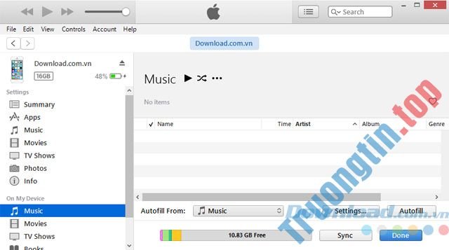 Quản lý các file media trên iPhone với iTunes 