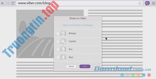 Chia sẻ link nhanh chóng tới người dùng Viber