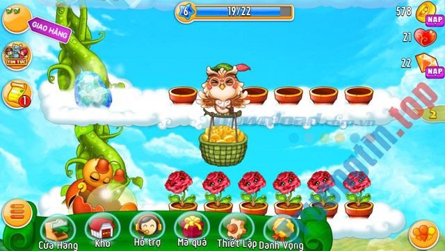 Tải Khu vườn trên mây cho iOS để trồng hoa, nâng cấp chậu, nâng cấp tầng mây.