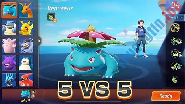 Tham gia các trận chiến 5v5 kịch tính với Pokemon của bạn trong Pokémon Unite