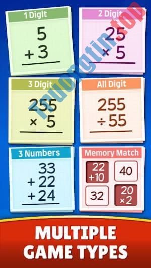 Download Math Games cho Android 1.2.4 – Game toán học cộng, trừ, nhân, chia cho trẻ em