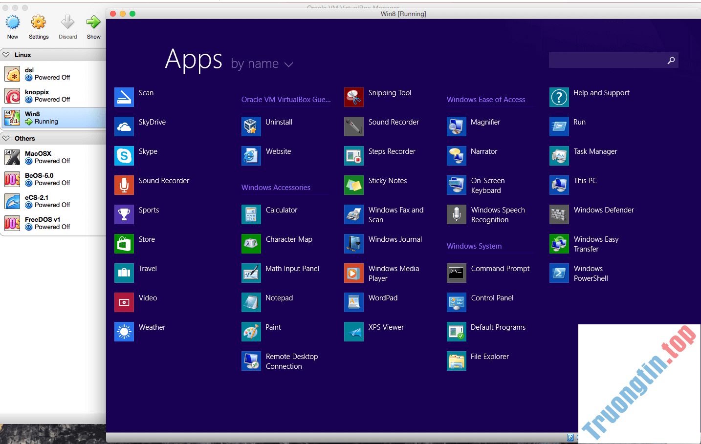 Giao diện máy ảo Windows 8.1 trên macOS
