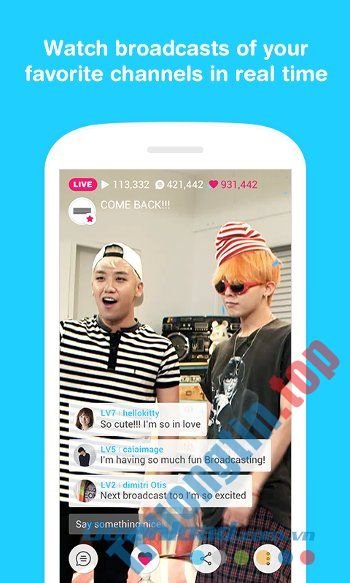 Download V cho Android 1.3.1 – Tương tác trực tiếp với thần tượng trên Android