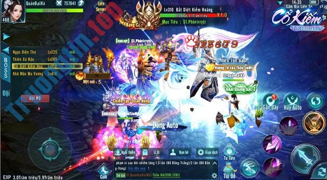 Giao diện chiến đấu trong game Cổ Kiếm Tình Duyên